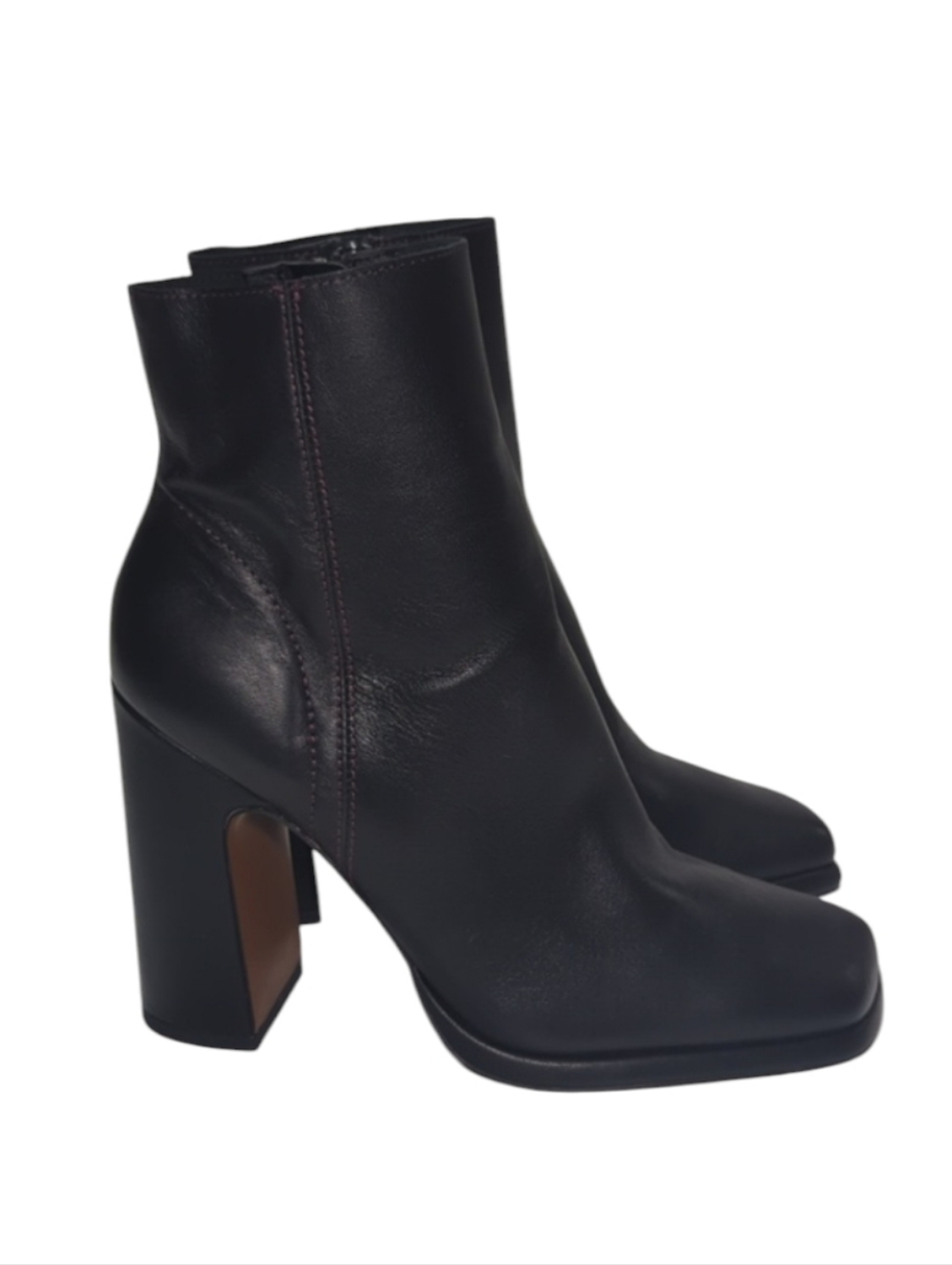 Topshop Holden Black Leather Heeled Boots Size US 4.5 - UK 2- EU 35